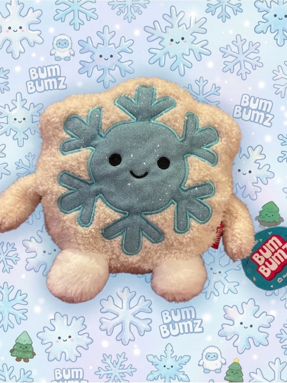 7.5 BumBumz Plush is Shane the Snowflake Toy - White & Light Blue